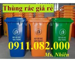 Thùng rác thông thường 120l 240l giá rẻ- thùng rác phân loại 3 màu- lh 0911082000