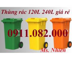 Chuyên sỉ thùng rác giá rẻ- thùng rác 120l 240l 660l màu xanh- lh 0911082000